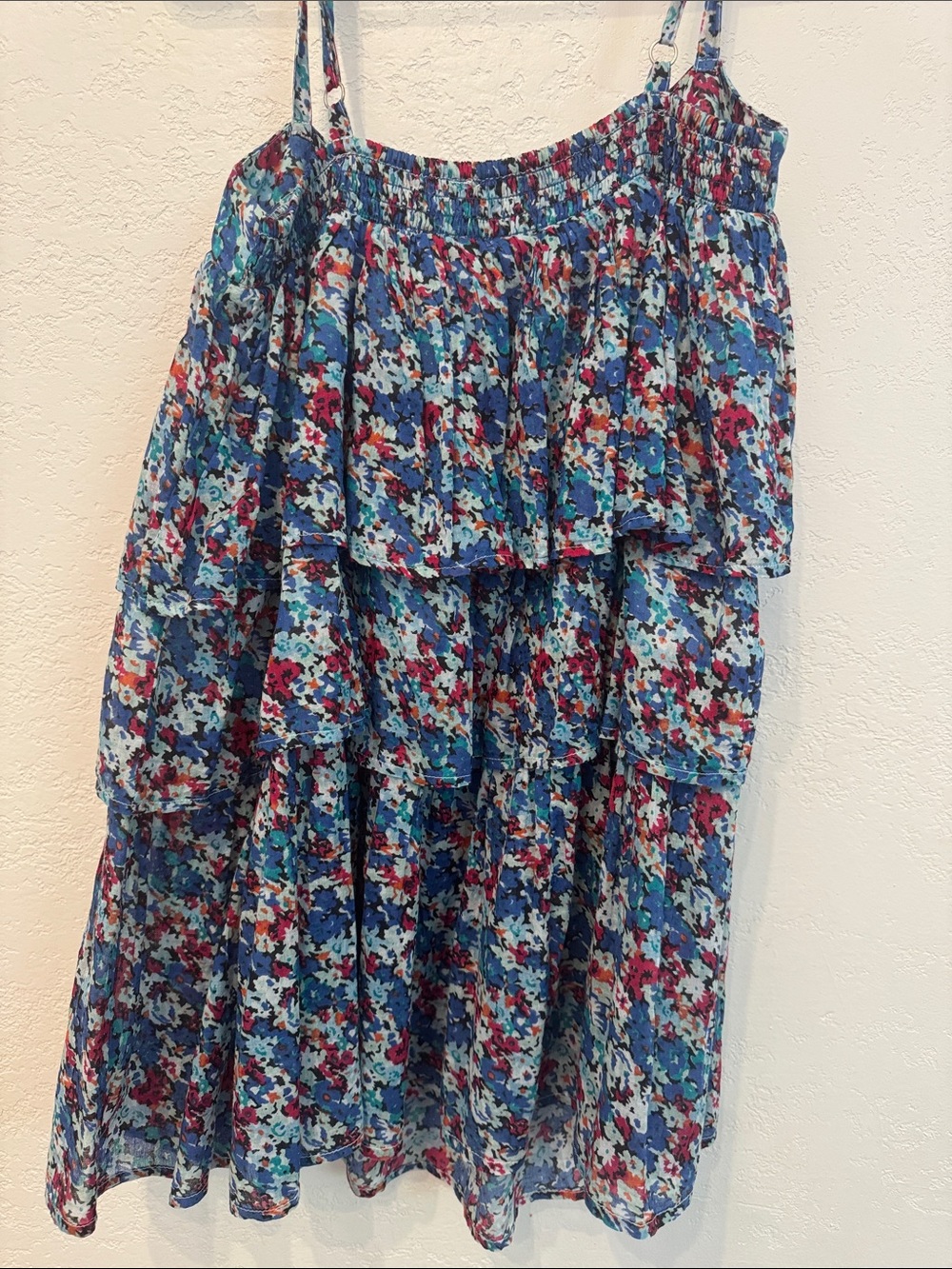 Blue Multicolor Smocked Camisole Top - Picture 14 of 15